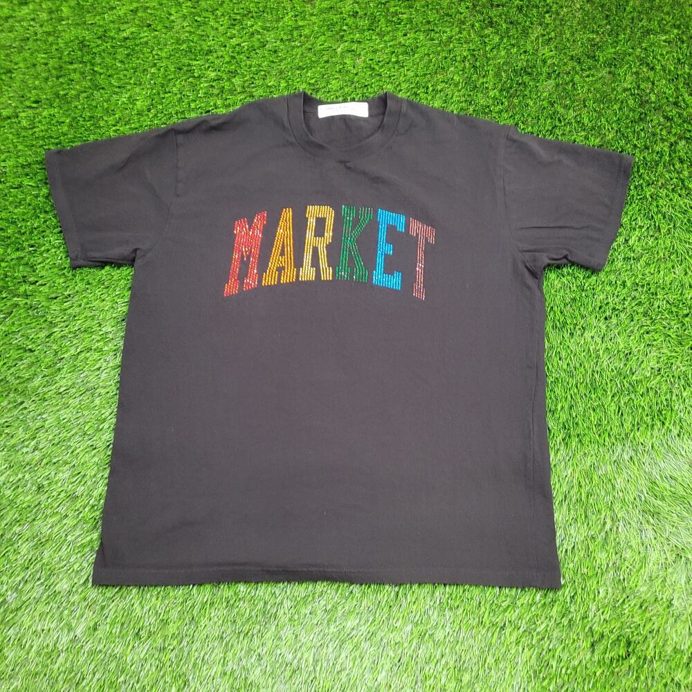 Vintage Chinatown Market Rhinestone Shirt Women XL 23x27 Y2K